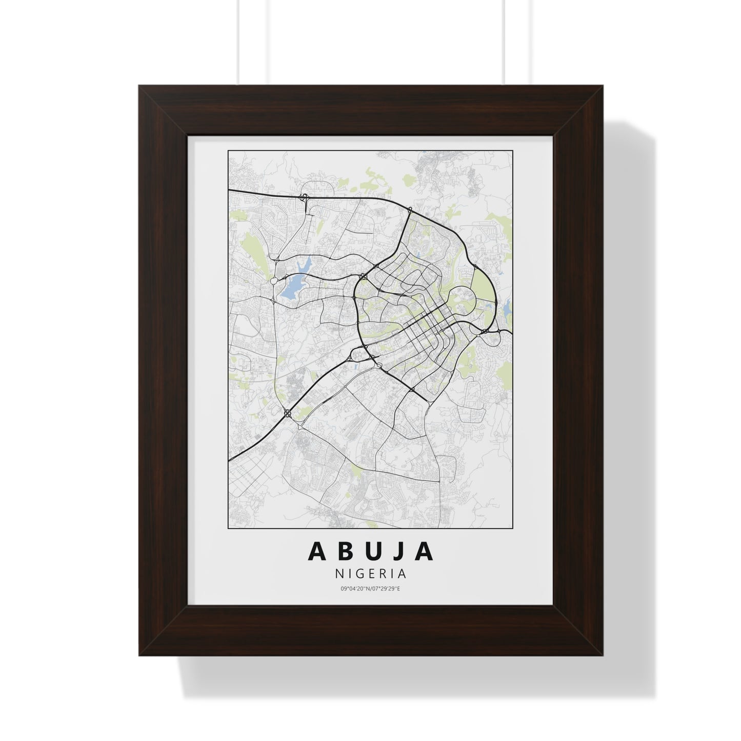 Modern Abuja City Map — Framed Vertical Poster