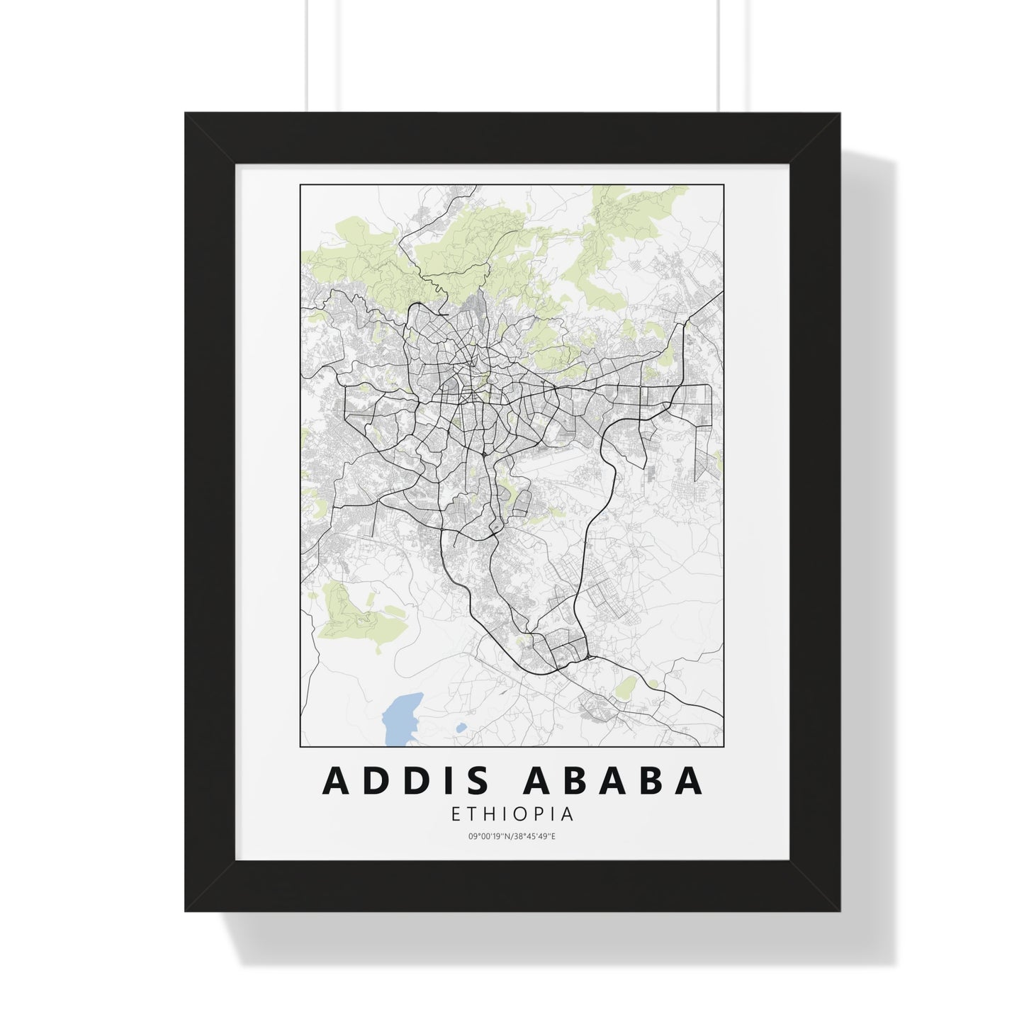 Modern Addis Ababa City Map — Framed Vertical Poster