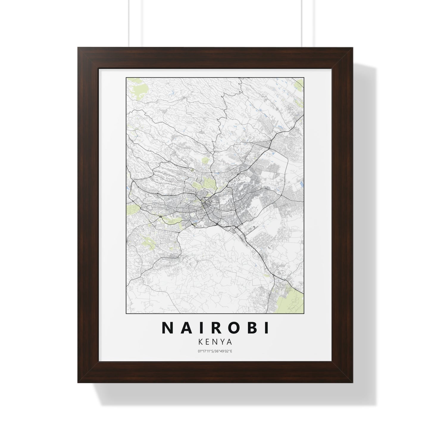 Modern Nairobi City Map — Framed Vertical Poster