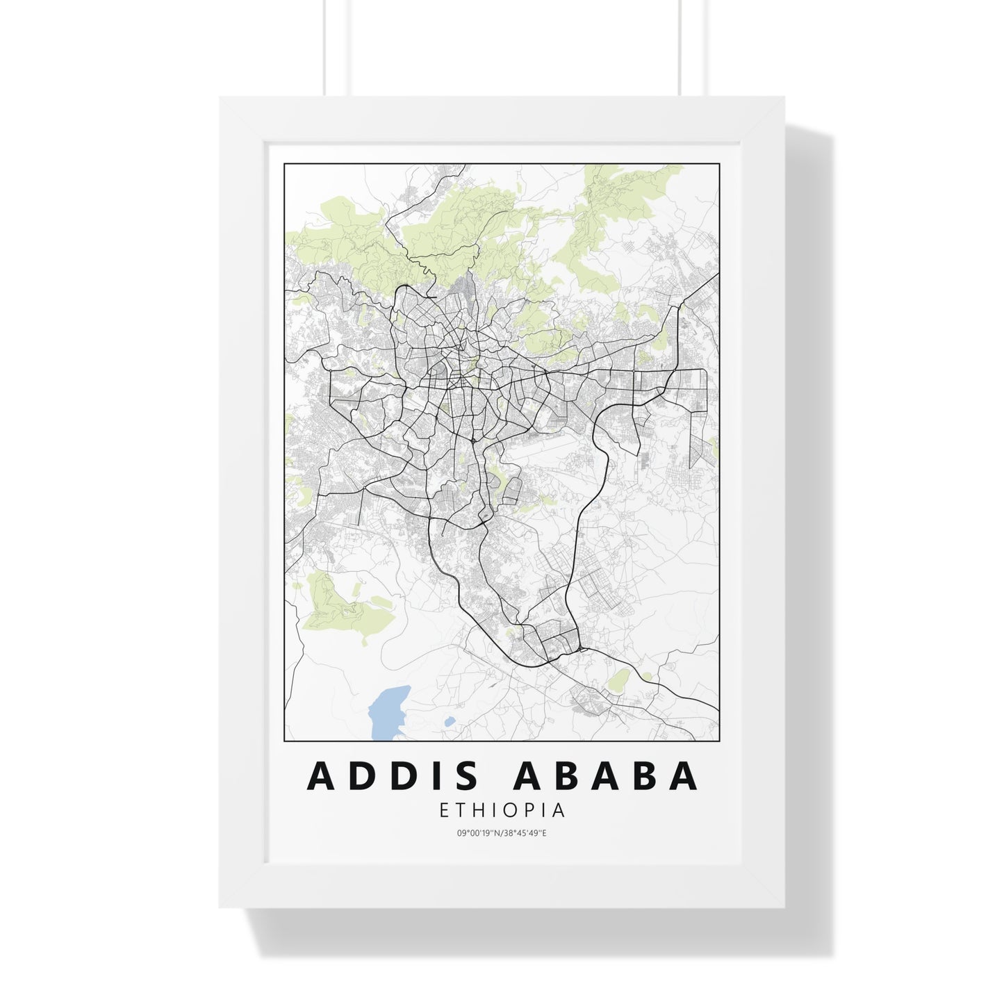 Modern Addis Ababa City Map — Framed Vertical Poster