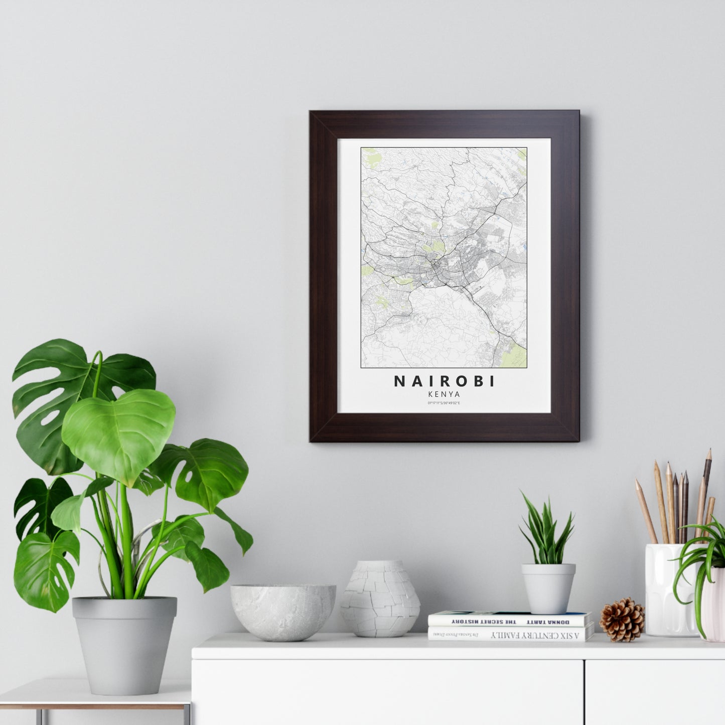 Modern Nairobi City Map — Framed Vertical Poster