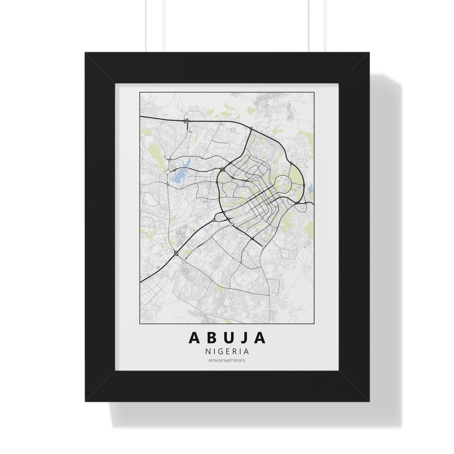 Modern Abuja City Map — Framed Vertical Poster