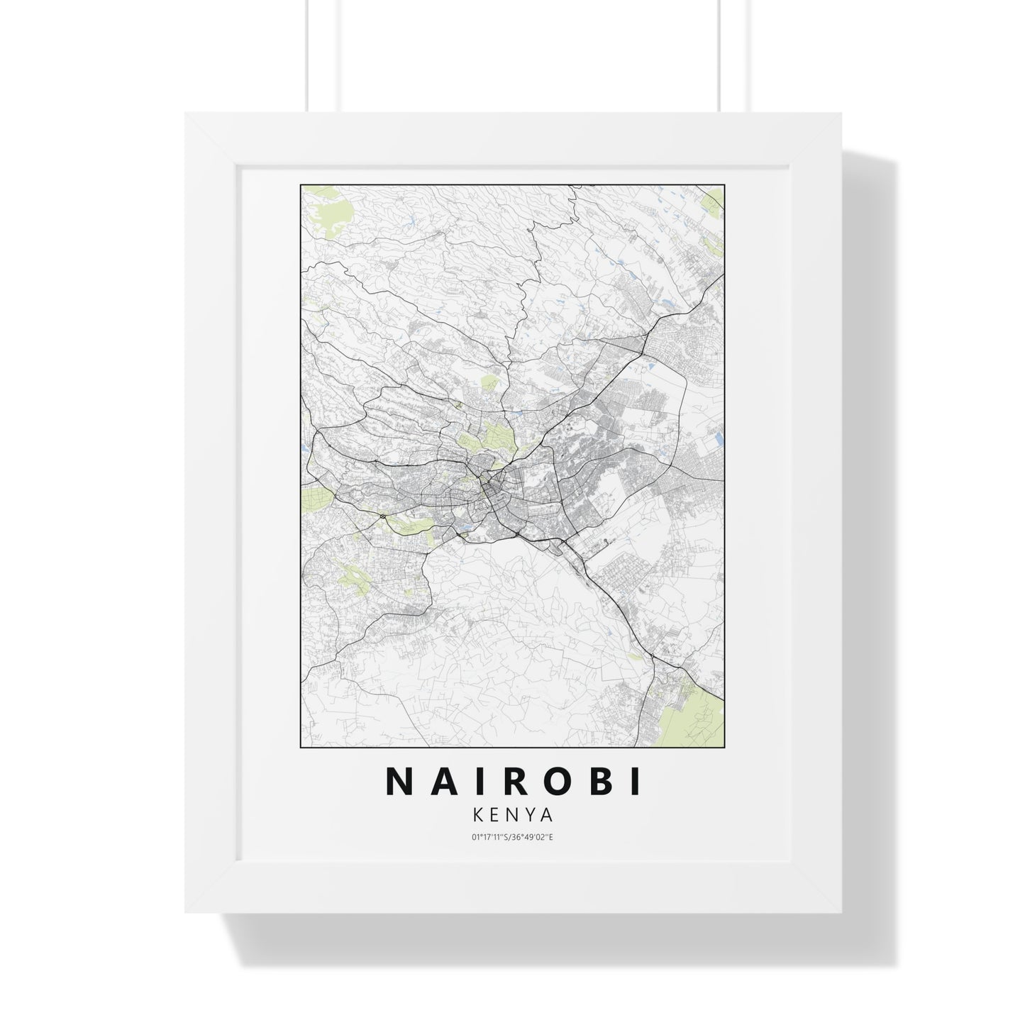 Modern Nairobi City Map — Framed Vertical Poster