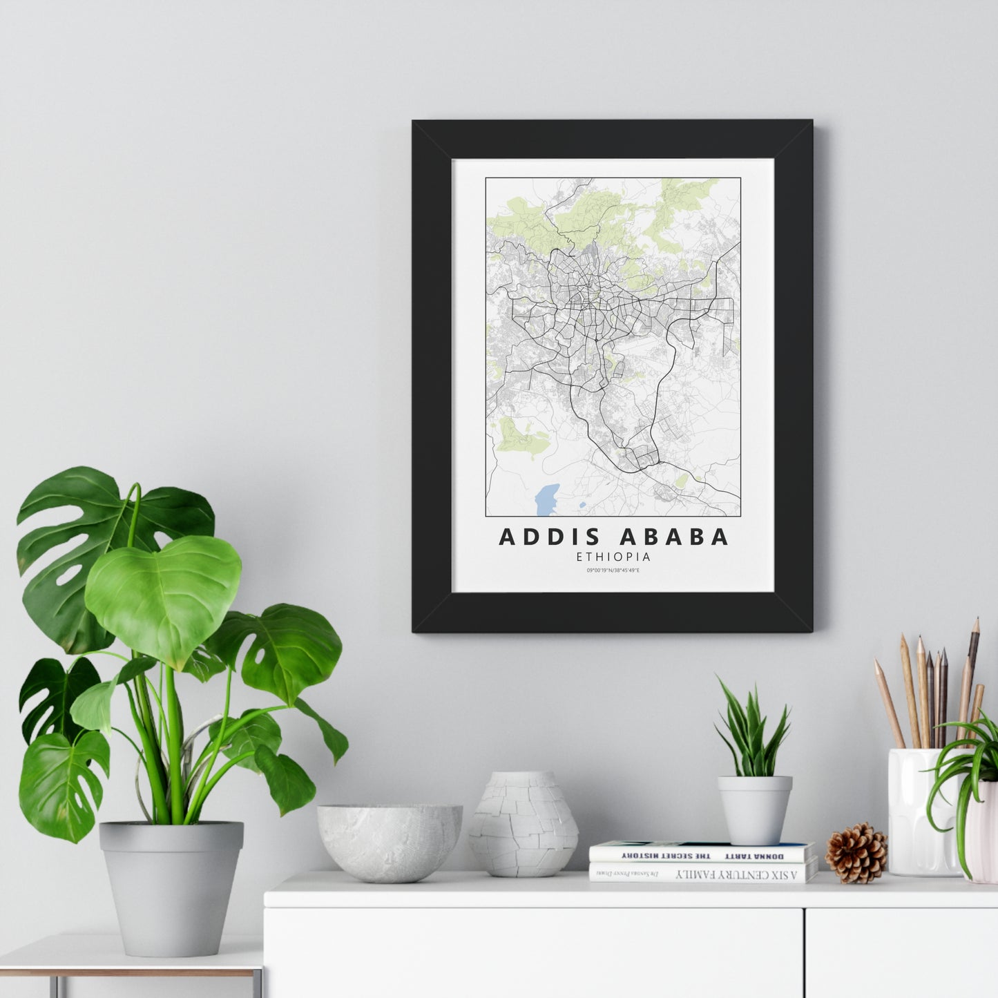 Modern Addis Ababa City Map — Framed Vertical Poster