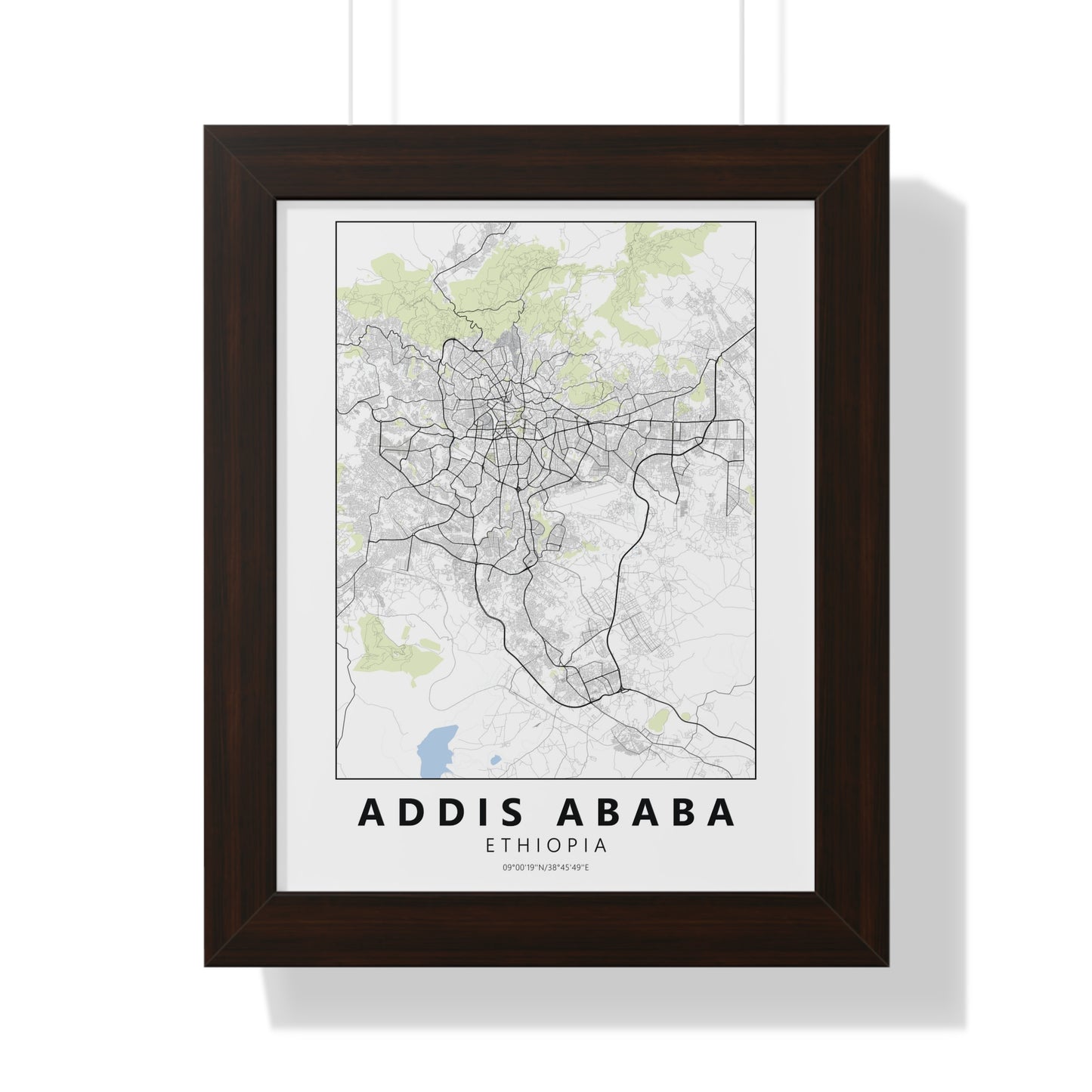 Modern Addis Ababa City Map — Framed Vertical Poster