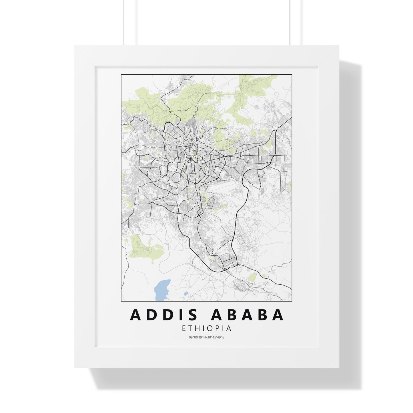 Modern Addis Ababa City Map — Framed Vertical Poster
