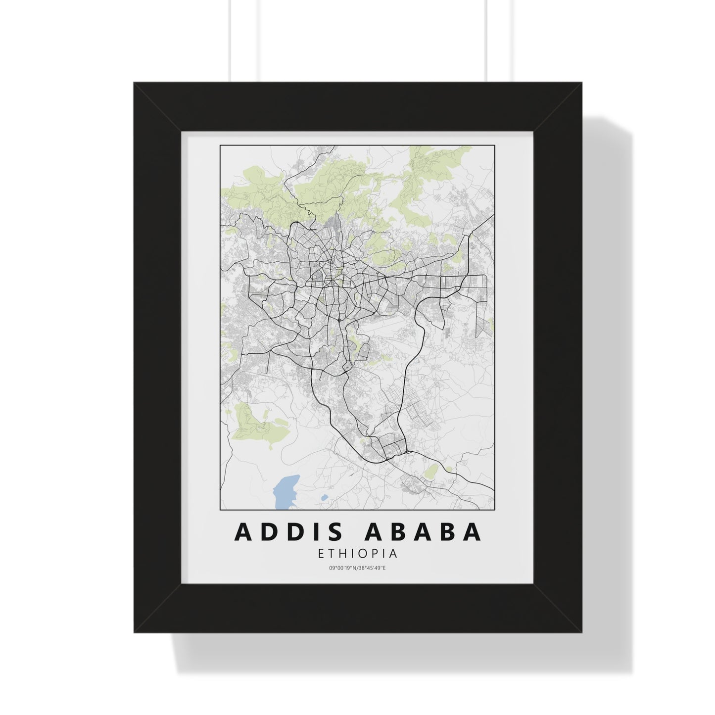 Modern Addis Ababa City Map — Framed Vertical Poster