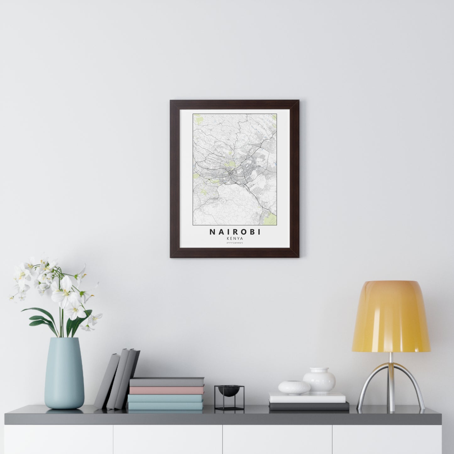Modern Nairobi City Map — Framed Vertical Poster