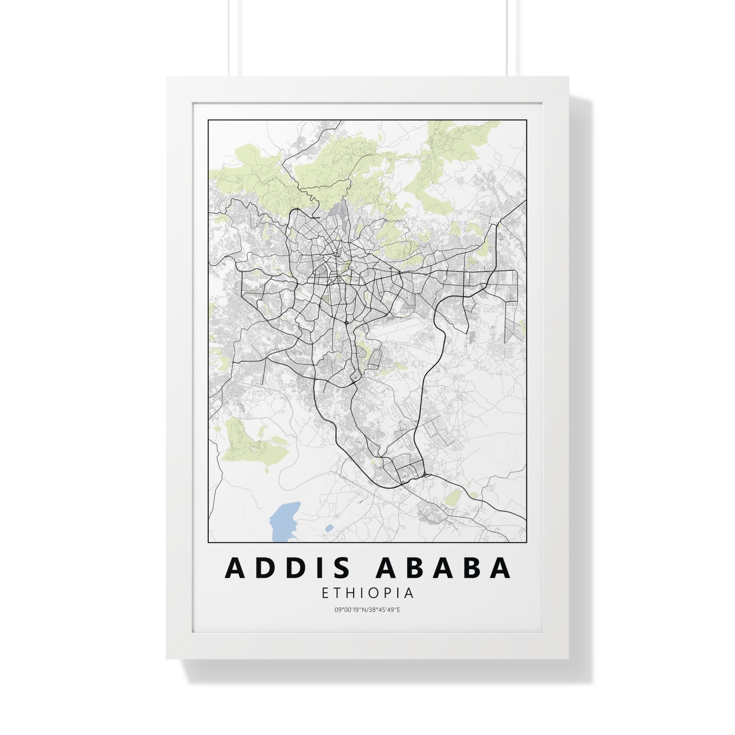 Modern Addis Ababa City Map — Framed Vertical Poster