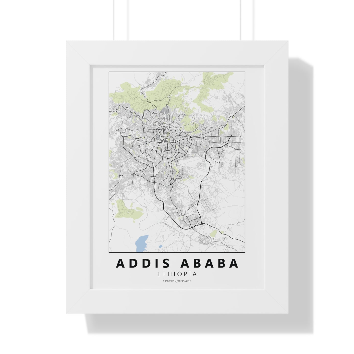Modern Addis Ababa City Map — Framed Vertical Poster