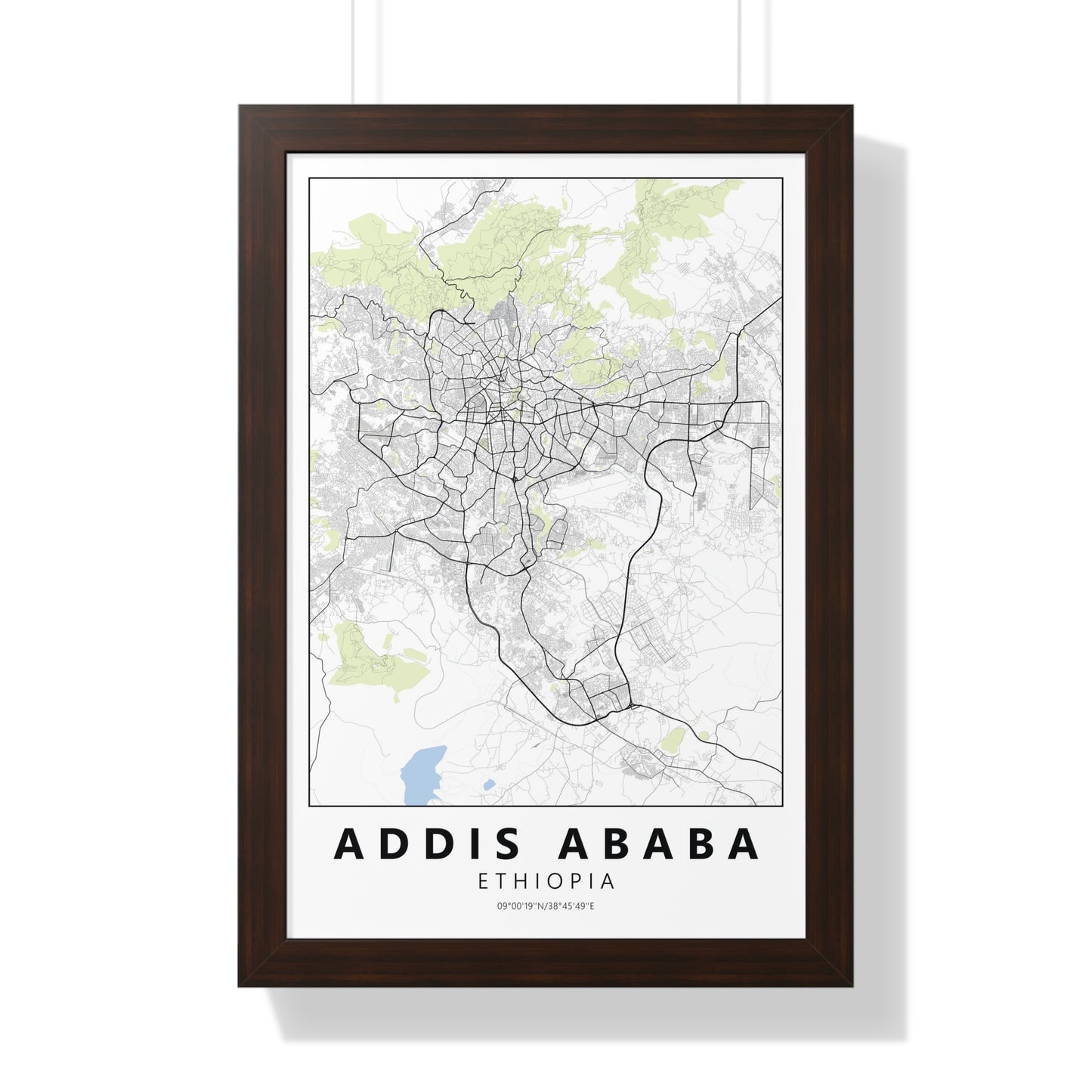 Modern Addis Ababa City Map — Framed Vertical Poster