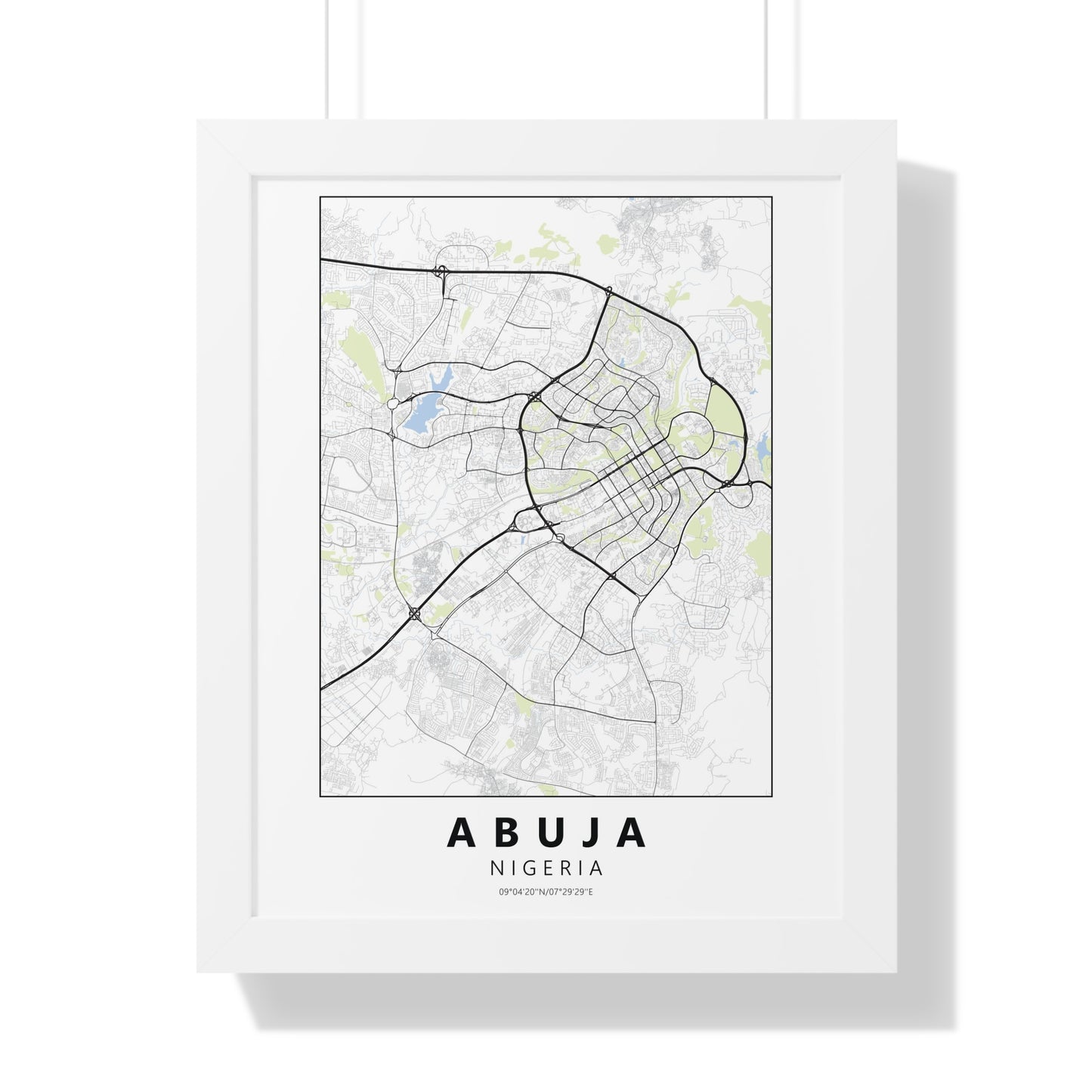 Modern Abuja City Map — Framed Vertical Poster