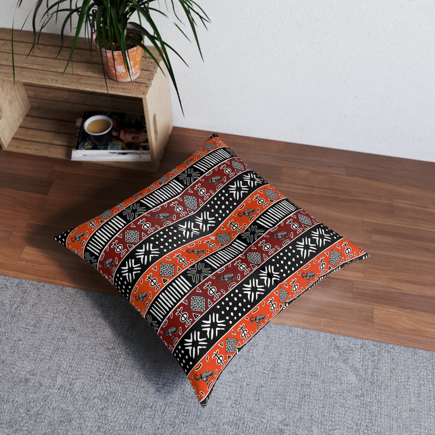 Desert Glyph Bohemian Tufted Floor Pillow