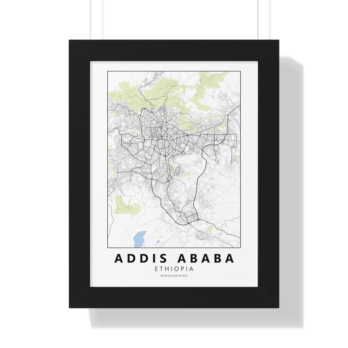 Modern Addis Ababa City Map — Framed Vertical Poster