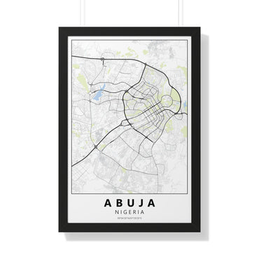 Modern Abuja City Map — Framed Vertical Poster
