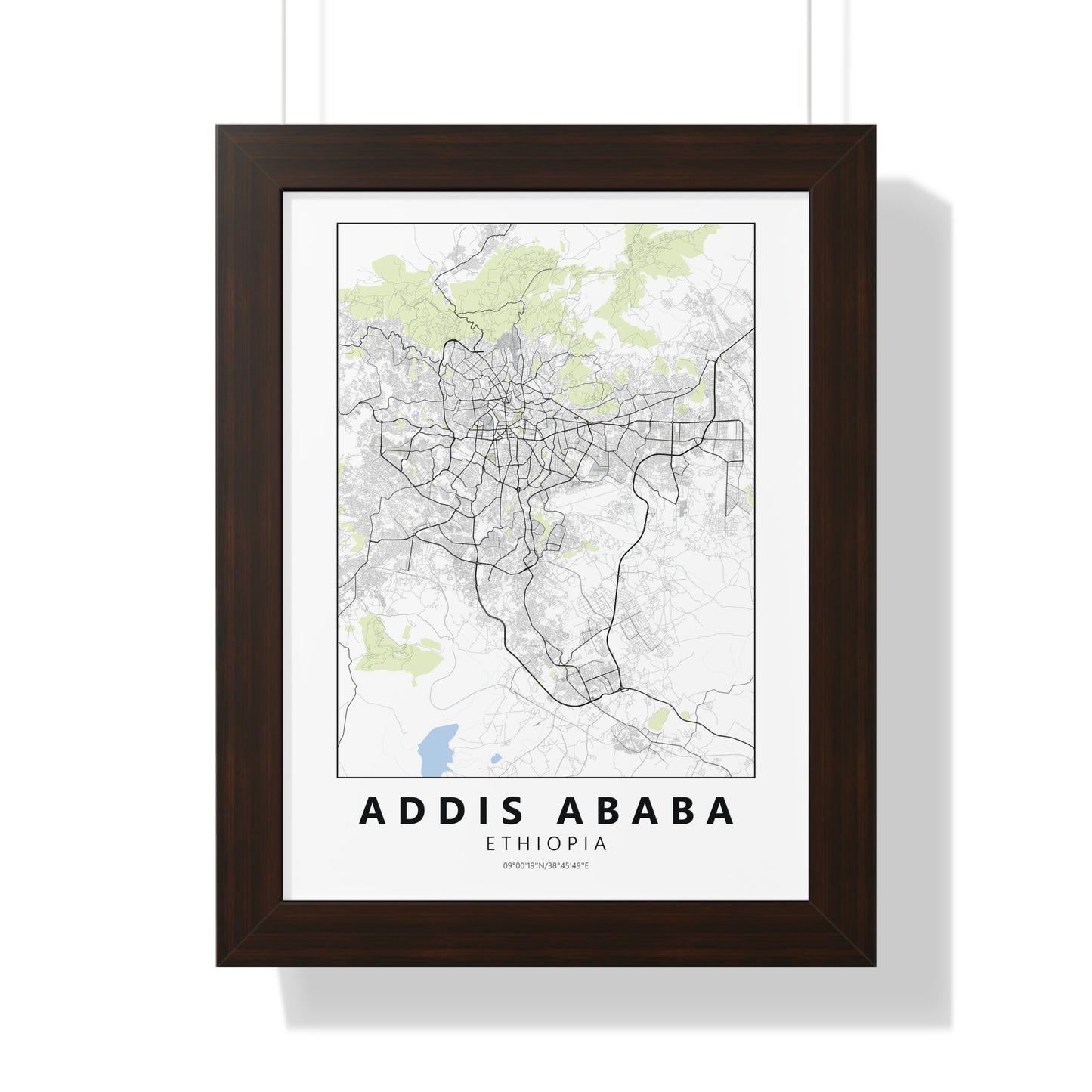 Modern Addis Ababa City Map — Framed Vertical Poster