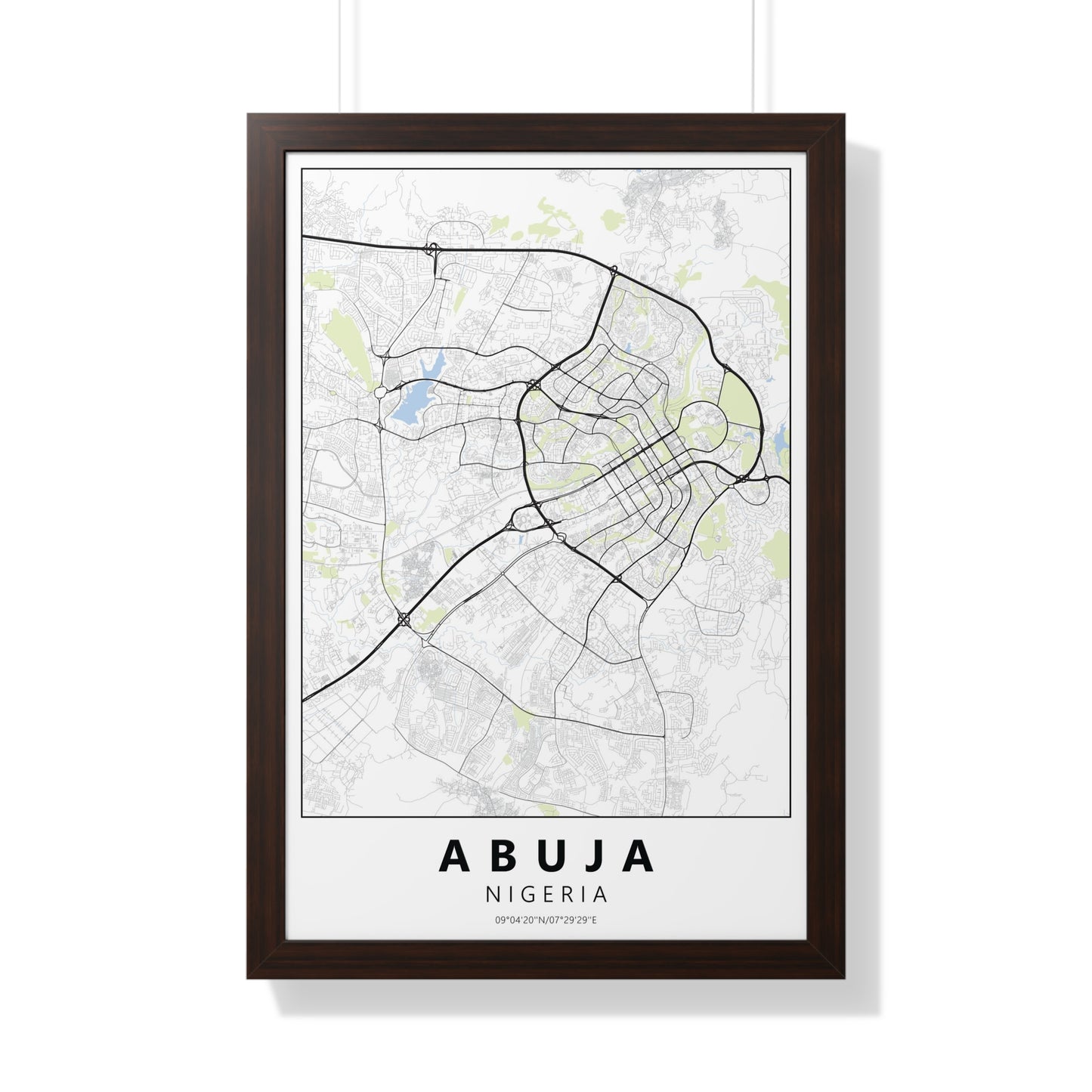 Modern Abuja City Map — Framed Vertical Poster