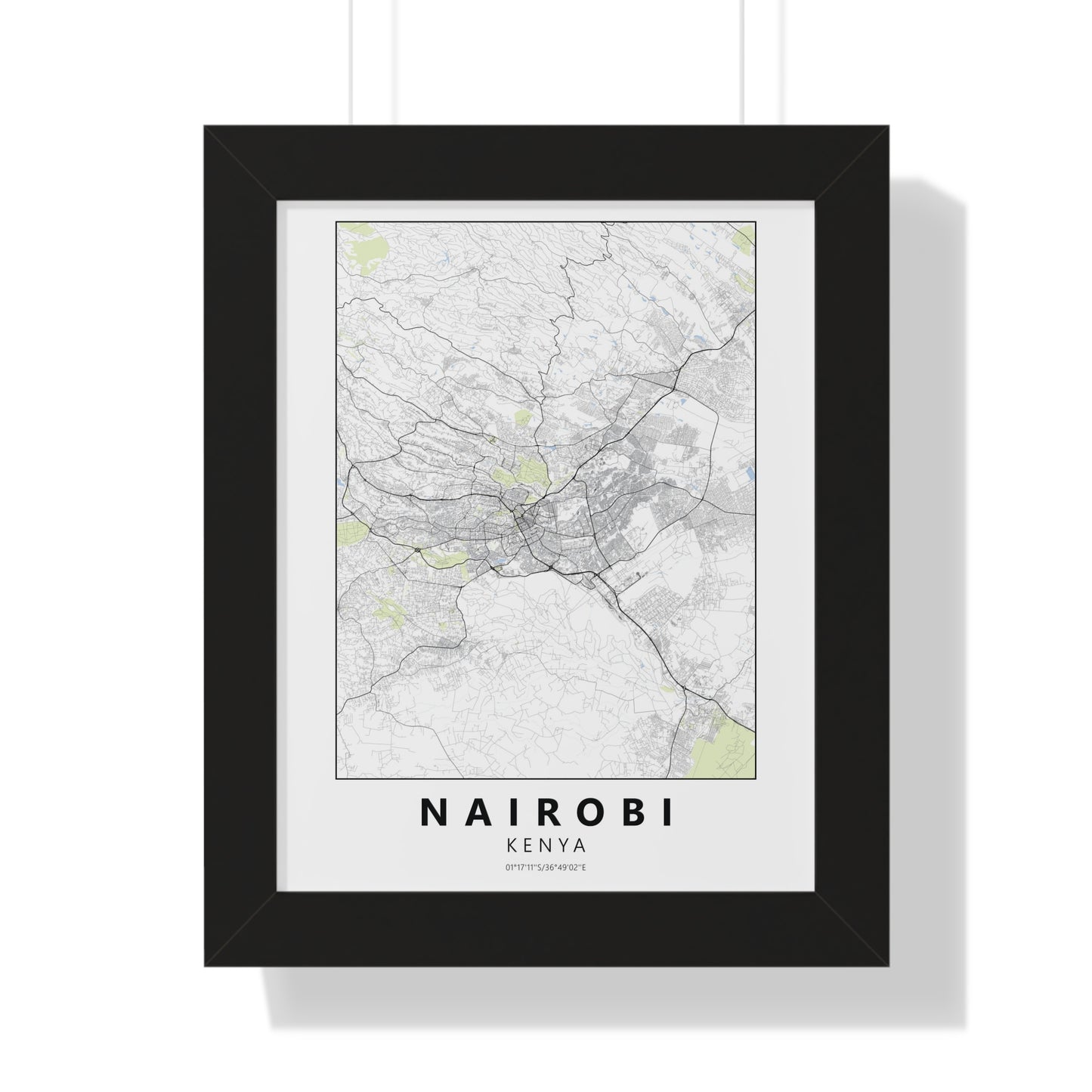 Modern Nairobi City Map — Framed Vertical Poster