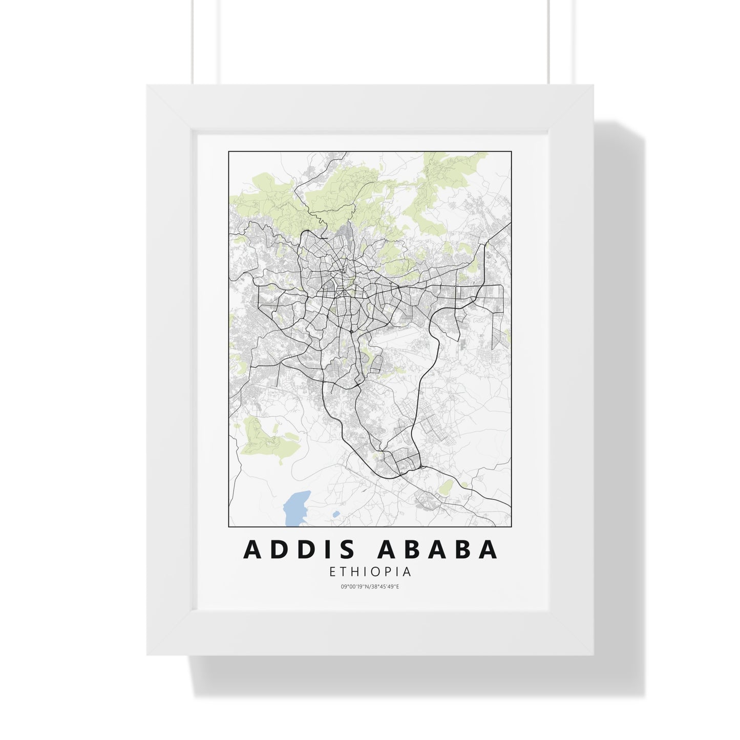 Modern Addis Ababa City Map — Framed Vertical Poster