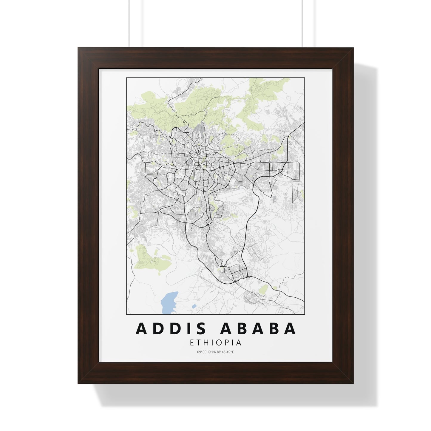 Modern Addis Ababa City Map — Framed Vertical Poster