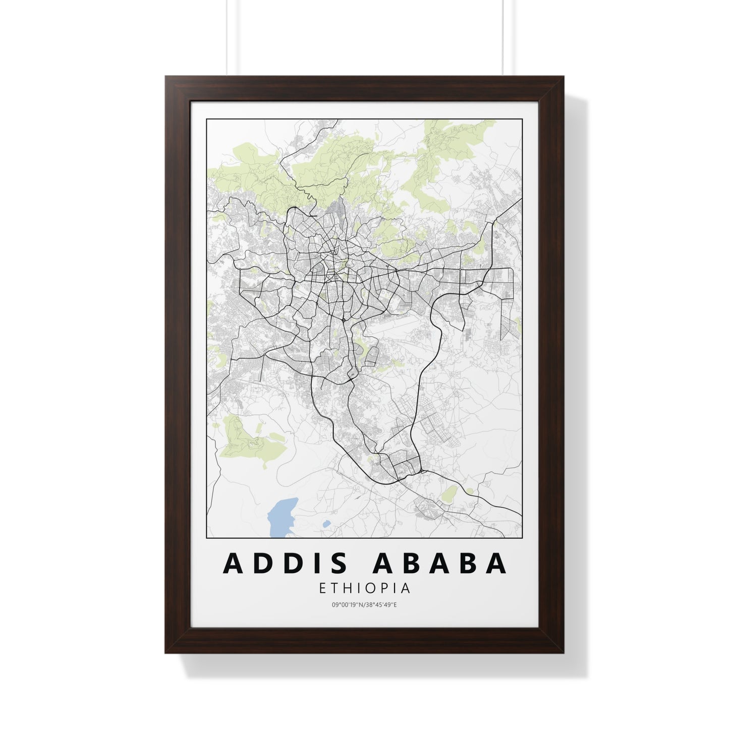 Modern Addis Ababa City Map — Framed Vertical Poster