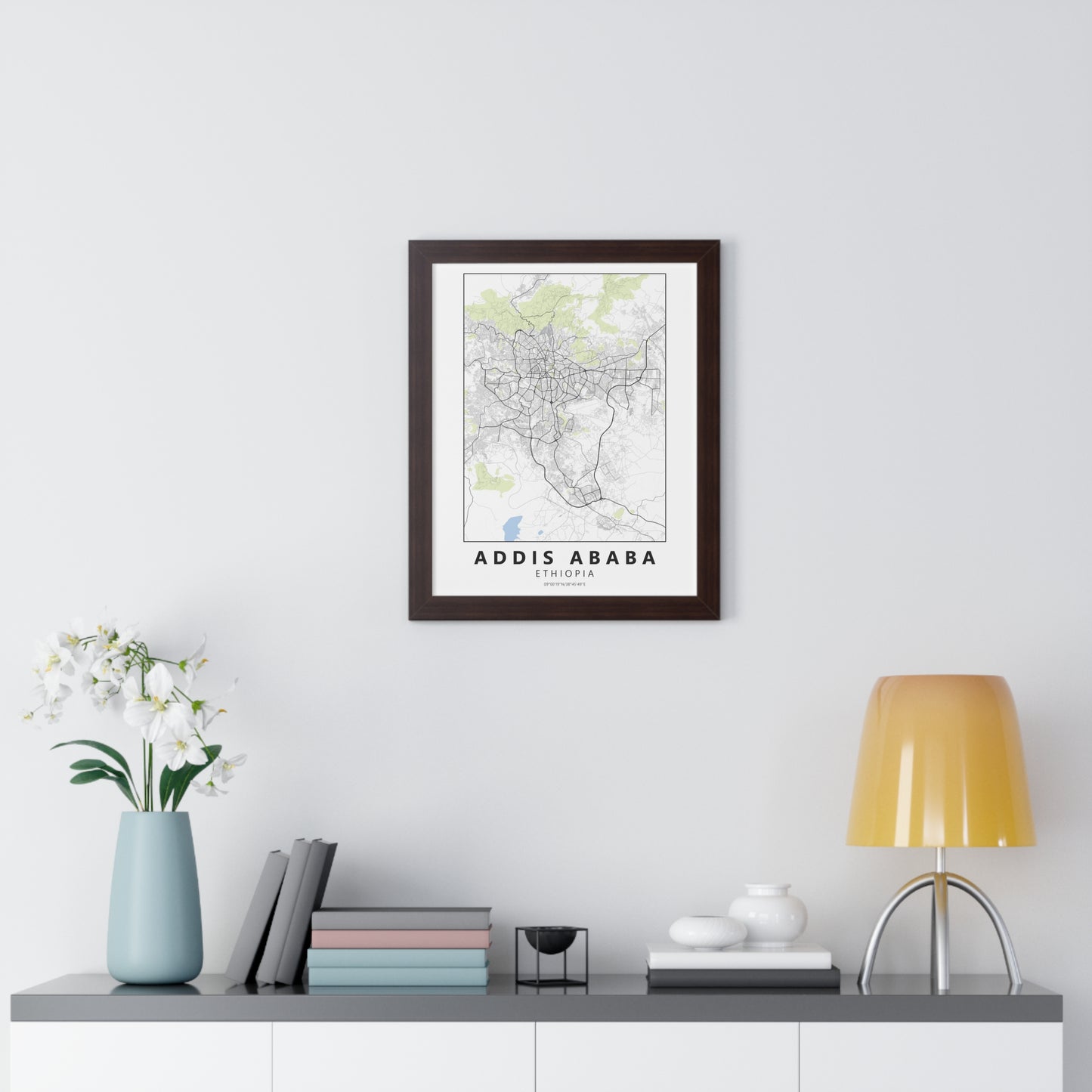 Modern Addis Ababa City Map — Framed Vertical Poster