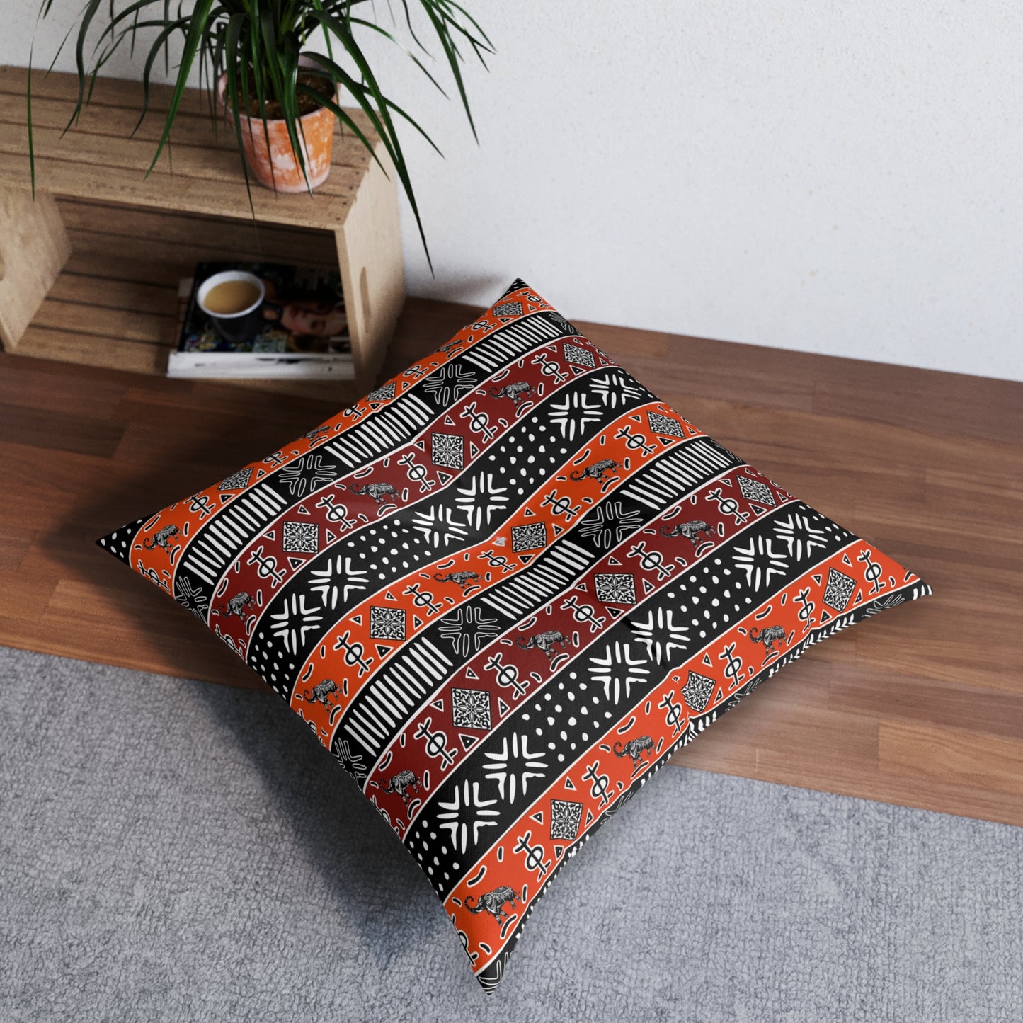 Desert Glyph Bohemian Tufted Floor Pillow