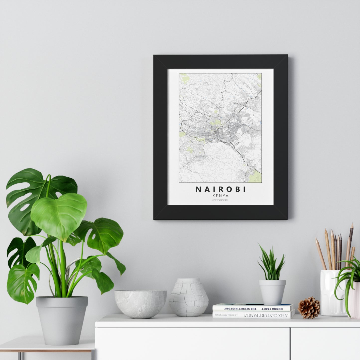 Modern Nairobi City Map — Framed Vertical Poster