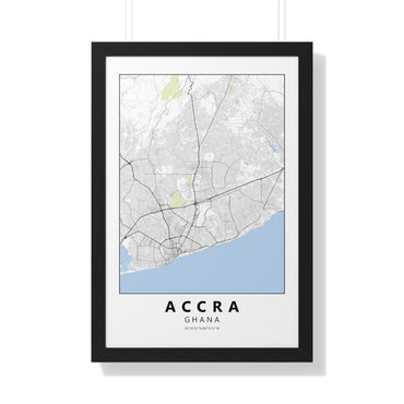 Modern Accra City Map — Framed Vertical Poster