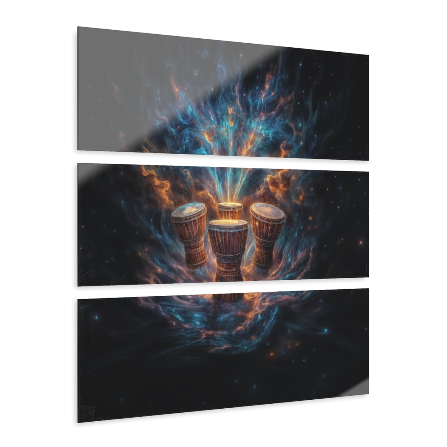 Cosmic Drum Acrylic Triptych