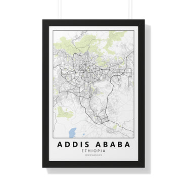 Modern Addis Ababa City Map — Framed Vertical Poster