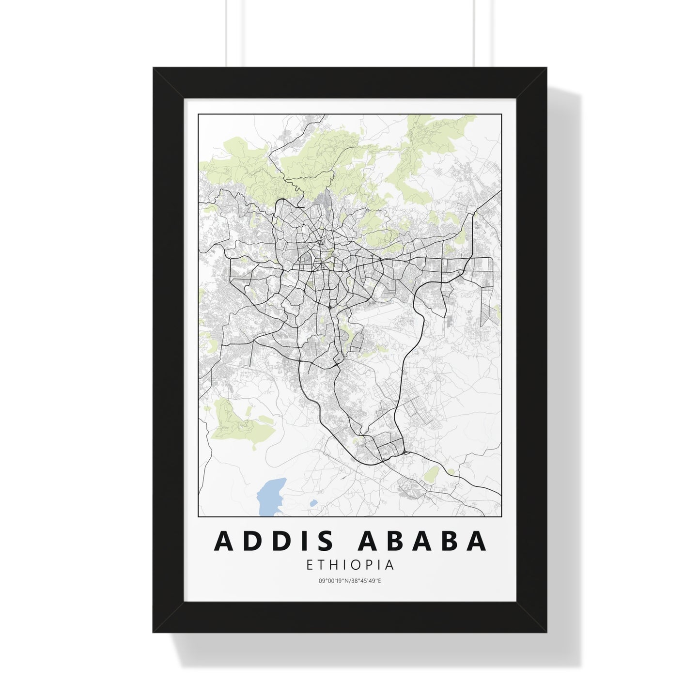 Modern Addis Ababa City Map — Framed Vertical Poster