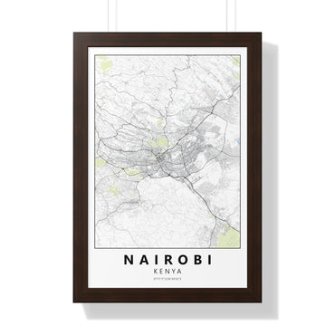 Modern Nairobi City Map — Framed Vertical Poster