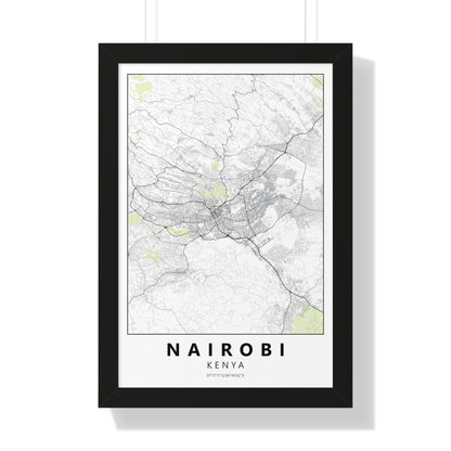 Modern Nairobi City Map — Framed Vertical Poster