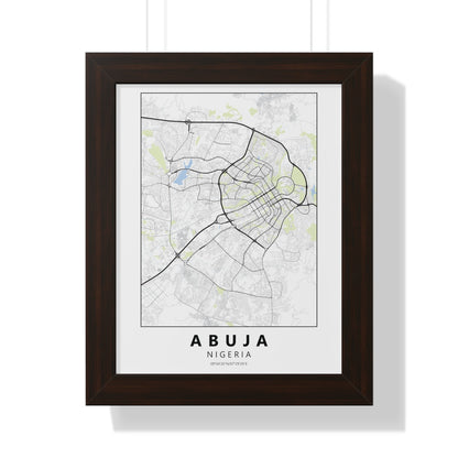 Modern Abuja City Map — Framed Vertical Poster
