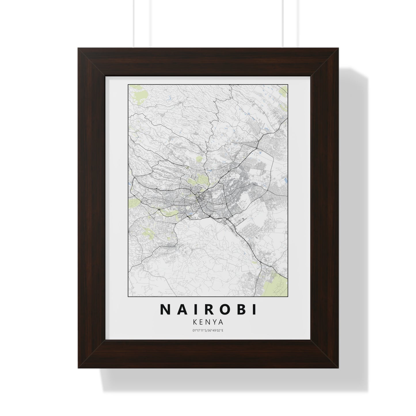 Modern Nairobi City Map — Framed Vertical Poster