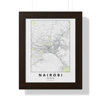 Modern Nairobi City Map — Framed Vertical Poster