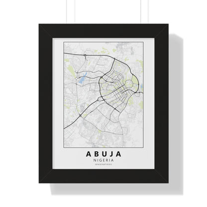Modern Abuja City Map — Framed Vertical Poster