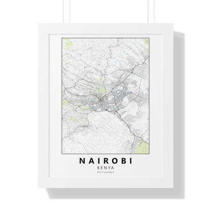Modern Nairobi City Map — Framed Vertical Poster