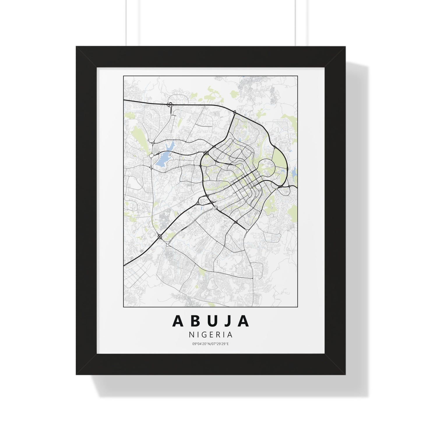 Modern Abuja City Map — Framed Vertical Poster