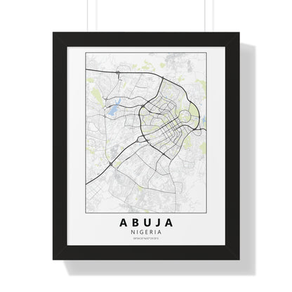 Modern Abuja City Map — Framed Vertical Poster