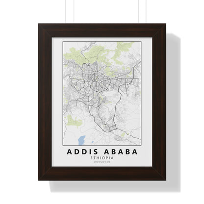 Modern Addis Ababa City Map — Framed Vertical Poster