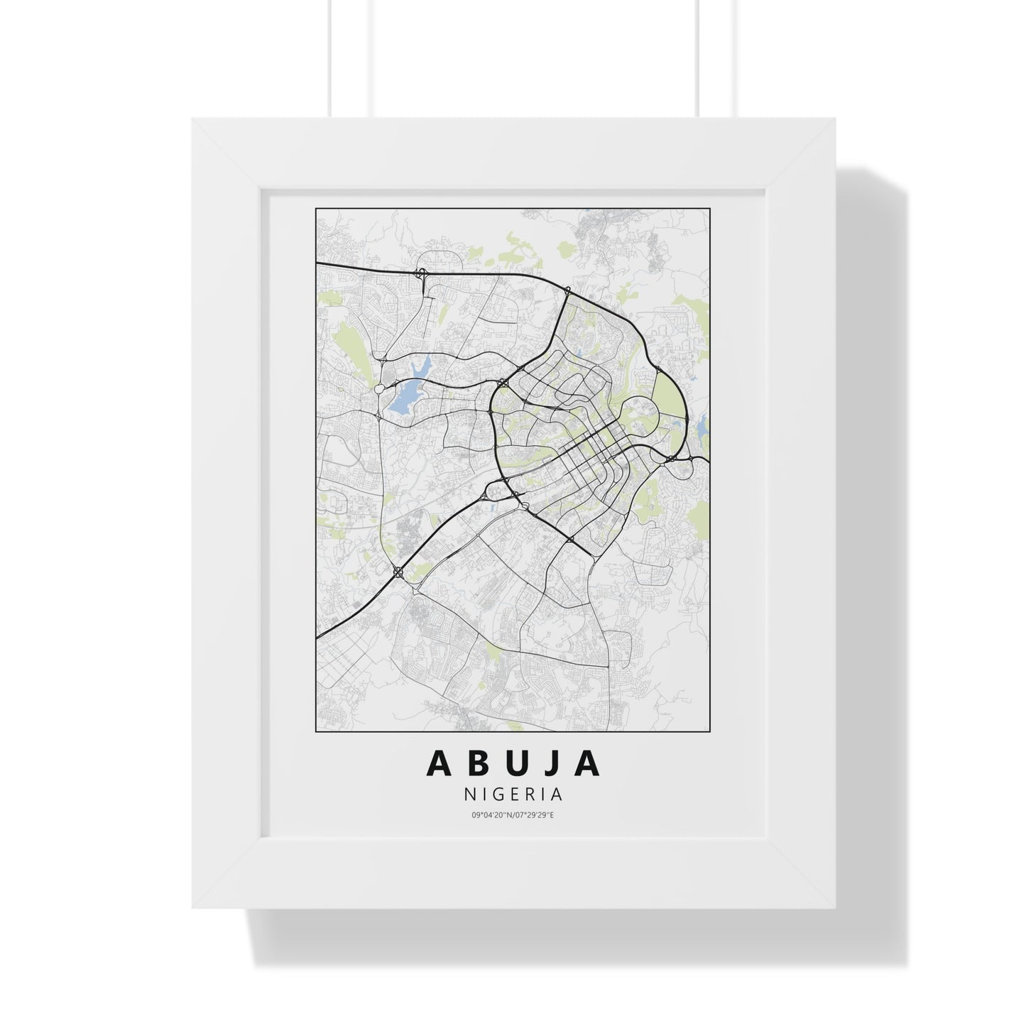 Modern Abuja City Map — Framed Vertical Poster