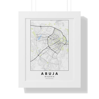 Modern Abuja City Map — Framed Vertical Poster