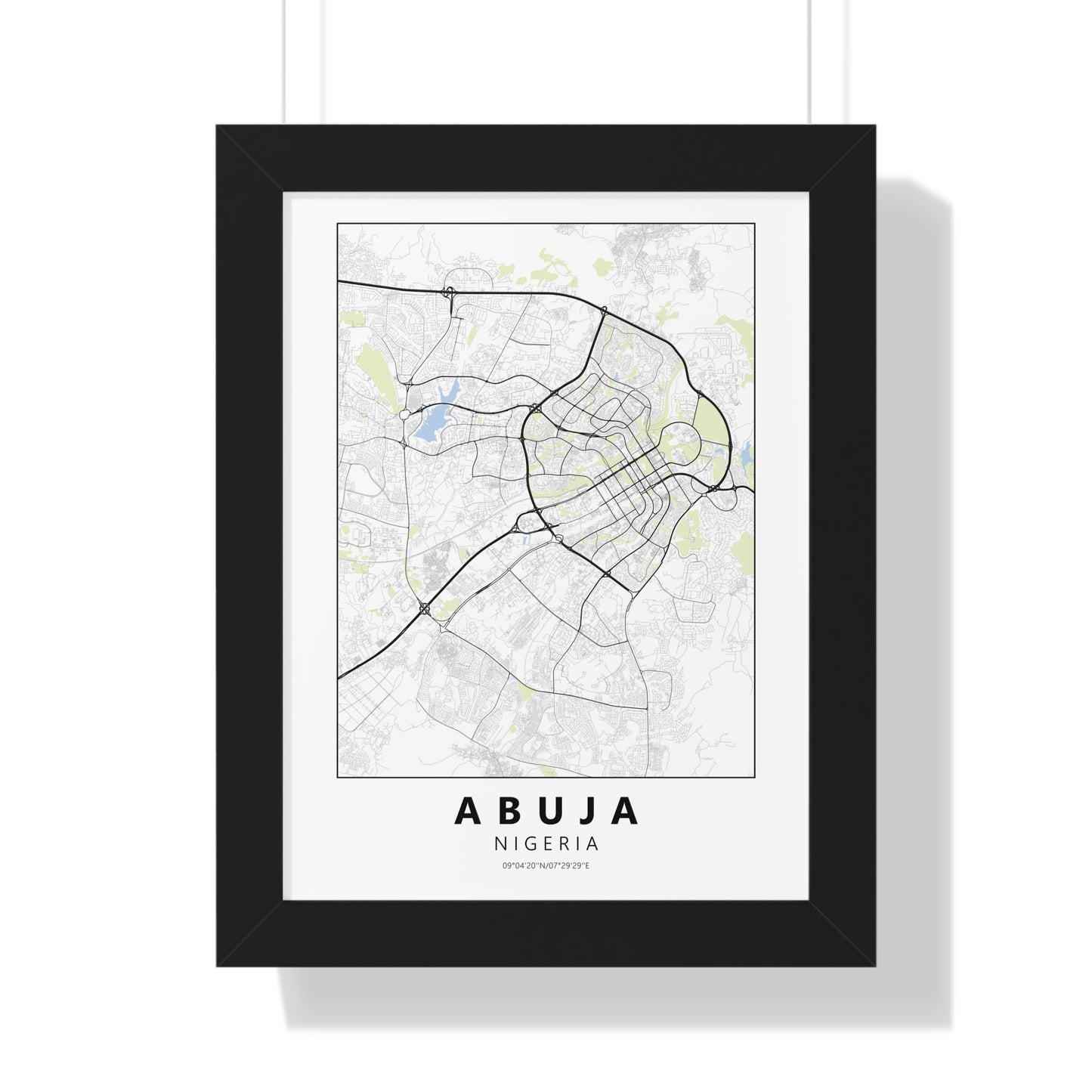 Modern Abuja City Map — Framed Vertical Poster