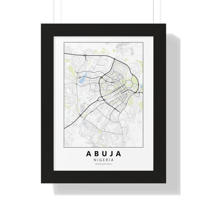 Modern Abuja City Map — Framed Vertical Poster