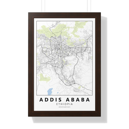 Modern Addis Ababa City Map — Framed Vertical Poster