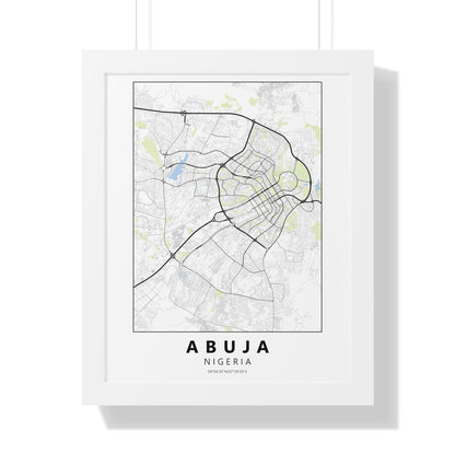 Modern Abuja City Map — Framed Vertical Poster