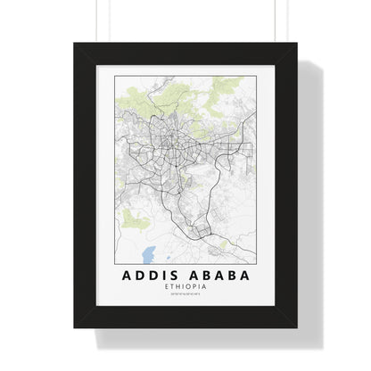 Modern Addis Ababa City Map — Framed Vertical Poster