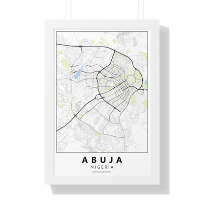 Modern Abuja City Map — Framed Vertical Poster